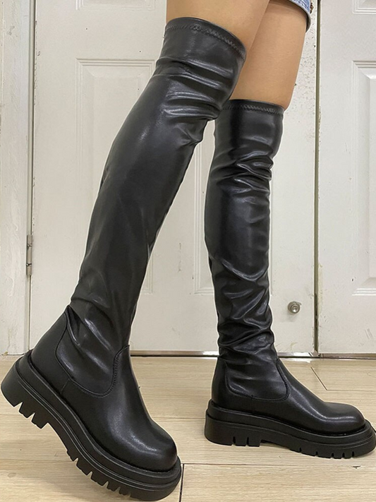Black Sexy Comfy Over Knee High Boots Platform Shoes